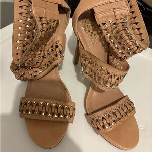 Vince Camuto Tan Women's Heeled Sandals with Studded Design